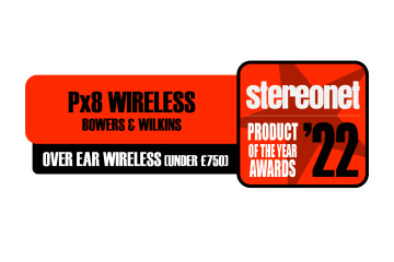 StereoNET award logo and quote - Px8 gets the balance right for modern listeners seeking premium wireless headphones